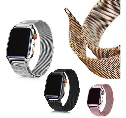 Imagen 2 de 4 de Correa Metálica Apple Watch 38 40 42 44m T500 W26 Smartwatch