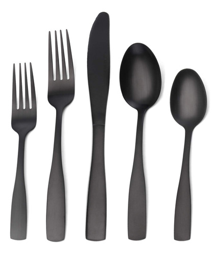 Matte Black Silverware Set Satin Finish 40 Piece Stainless