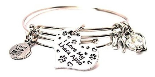 I Love My Lhasa Apso Heart Bangle Set