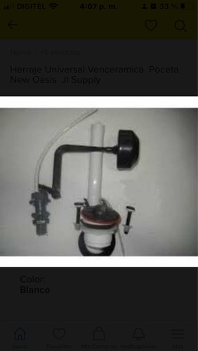 Imagen 5 de 6 de Kit De Herraje Para Pocetas Marca Venceramica New Oasis