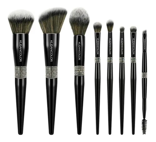 Set De 8 Brochas De Maquillaje Con Termo Cuadrado Kleancolor