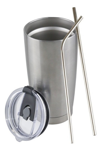Vaso Termo Acero20oz Inoxidable Incluye Popotes Térmico590ml