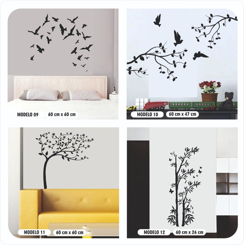 Imagen 4 de 8 de Vinilos Decorativos De Pared, Arboles, Flores Y Pájaros Love