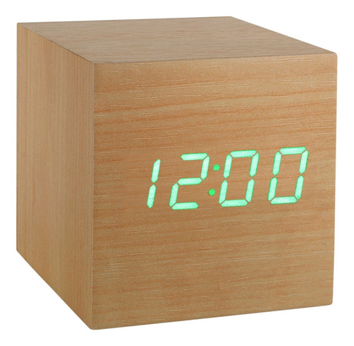 Reloj De Mesa Despertador Digital De Madera Blanco Alarma