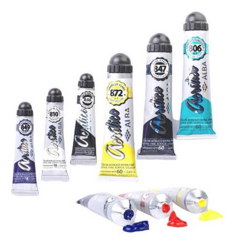 Imagen 2 de 9 de Valija Acrilicos Alba 18 Ml 60 Ml Madera Completa Accesorios