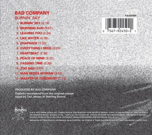 Bad Company - Burnin' Sky (CD) | Parcelamento sem juros