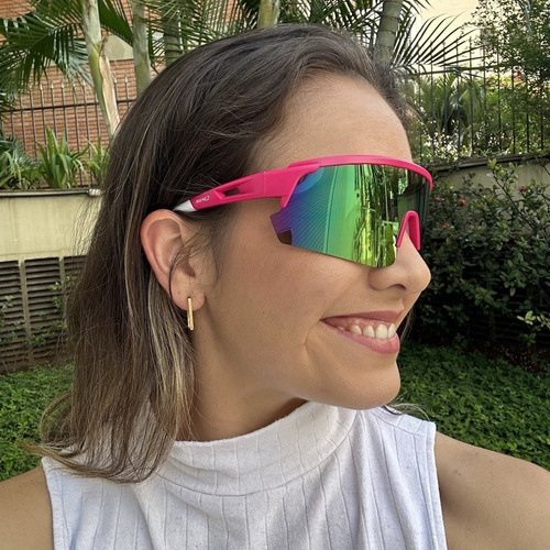 Óculos Esportivo Velocity Rosa Com Branco Baixa Pace®