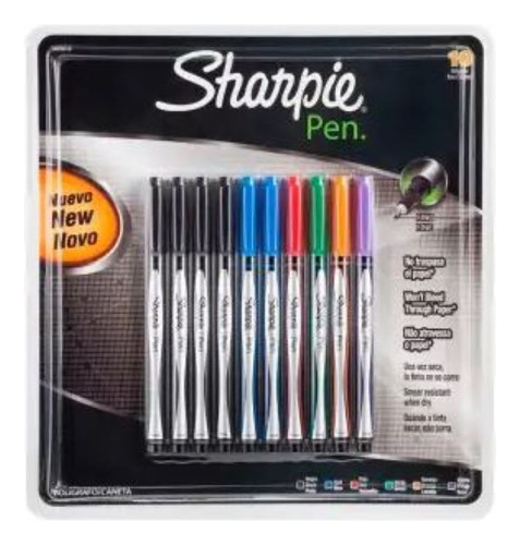 Bolígrafos Sharpie 000793209 Punto Fino 10 Pzas