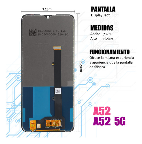 Pantalla Display Y Táctil Para Zte Blade A52, A52 5g Negro