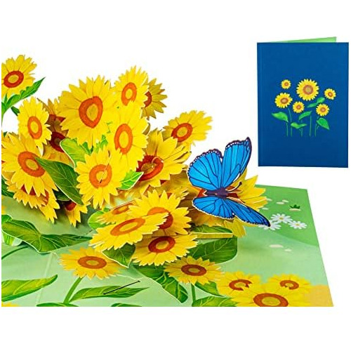 Tarjeta 3d Sorpresa Girasol Y Mariposa Wow Todas Ocasio...