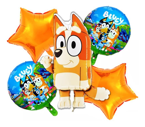 Bouquet 5 Pcs Bluey Bingo  Set De Globos Bingo Y Bluey