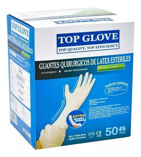 Guantes Quirurgico Latex  Top Glove  Esteriles 50 Und