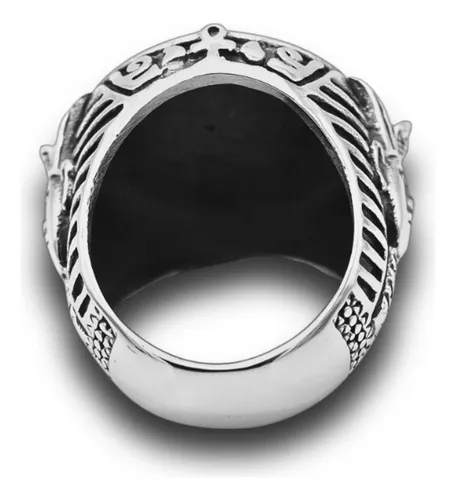 Anillo Acero Inoxidable Dios Anubis Faraón Pirámide Hombre