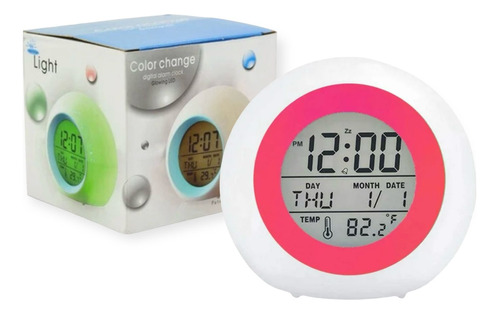 Reloj Despertador Redondo Digital Led Con Alarma 