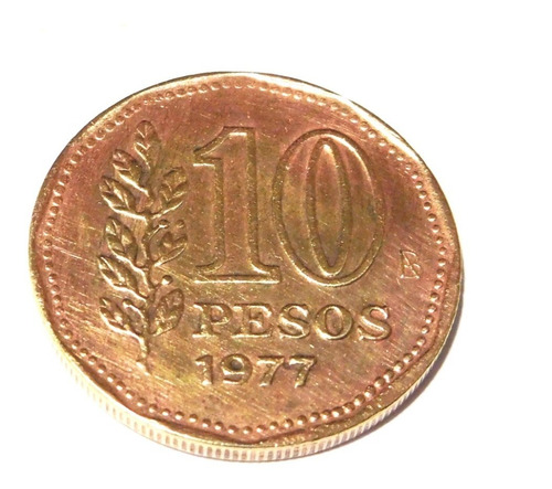 Moneda De $10 Año 1977 Alte. Brown