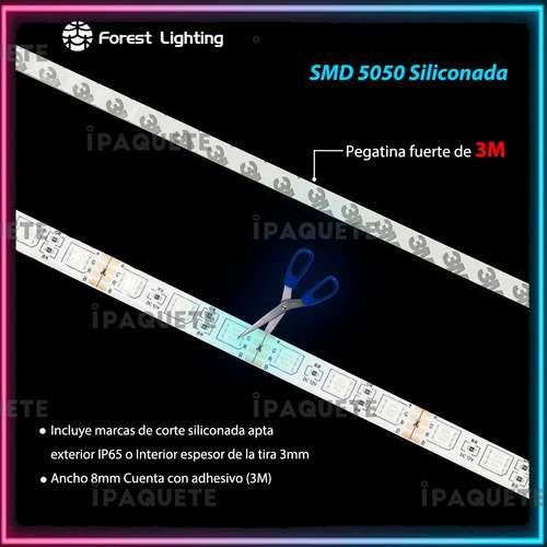 Imagen 4 de 7 de Tira Luces Led 5050 Rgb Completo Controlador Control Fuente