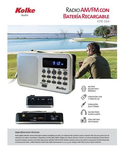 Radio Digital Portatil Am Fm Recargable Usb Sd Con Display