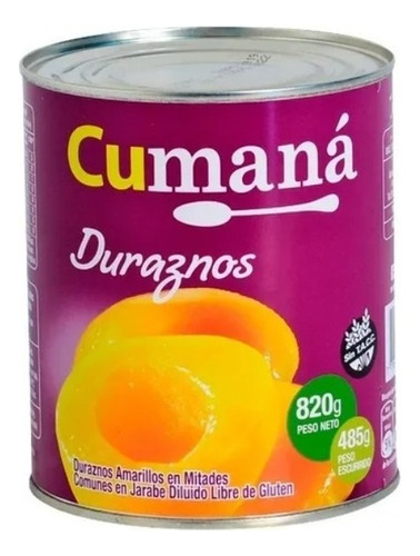 Duraznos En Mitades Cumana Lata X 820 G