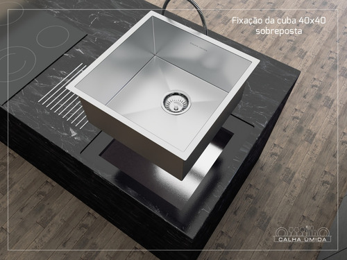 Imagem 2 de 7 de Cuba Quadrada 35 X 35 Cm Inox 304 Com Válvula E Frete Grátis