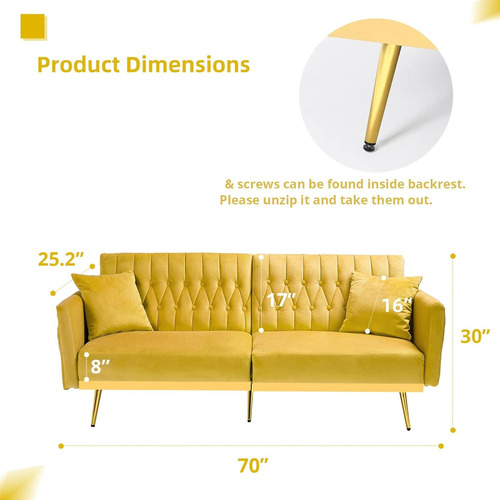 Sofa Cama Terciopelo Biplaza Ajustable Convertible Acmease