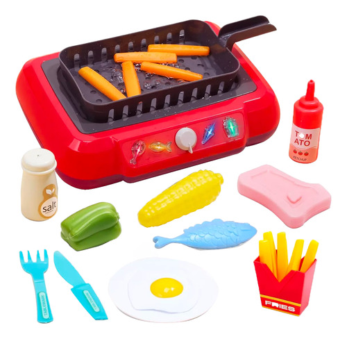 Freidora Cocinita Simulacion Con Luz Y Sonido Juguete Niños Color Rojo