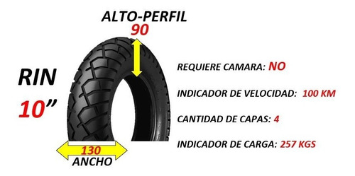 Llanta 130/90-10 Hf-902 T/l 200-451 Marca Duro Mrm