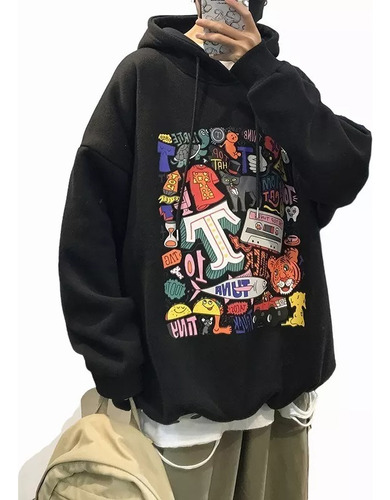 Sudadera Impresión De Dibujos Animados Moda Y Cómodo Calor