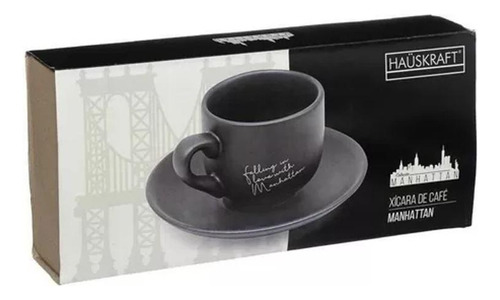 Jogo De Xícaras Para Café Manhattan 90ml Preta De Porcelana