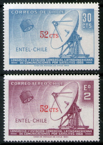 Chile Serie X 2 Sellos Mint Satélites = Revalorizados 1971 
