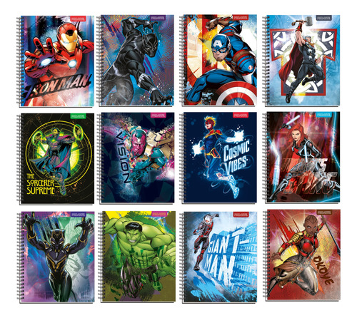 10 Cuadernos Marvel Universitario Proarte 100hj Cuadro 7mm