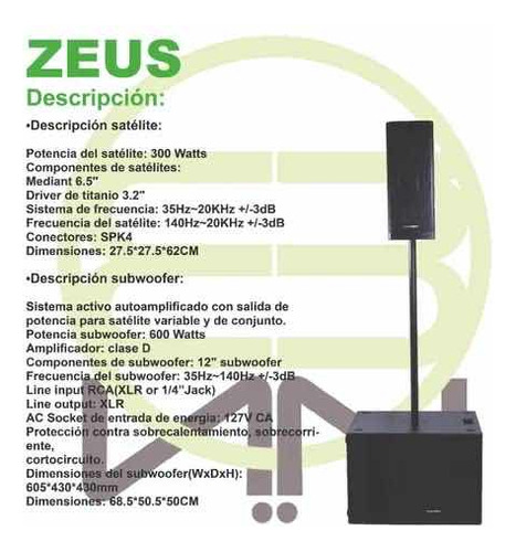 Sistema Audio Profesional Dj Schalter Zeus 900 Watts