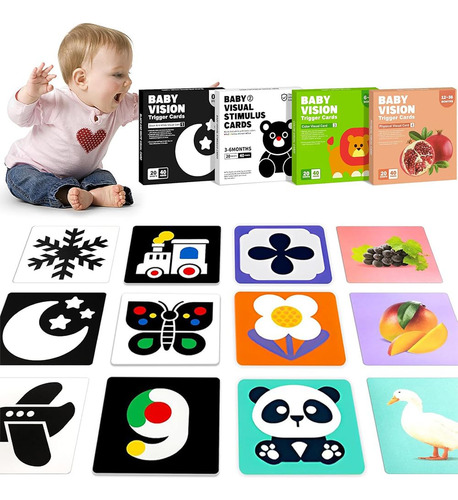 80 Tarjetas De Estimulación Visual Para Bebes, Tarjetas