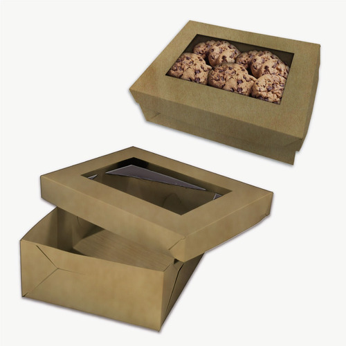 Cajas Para Masas Cookies Galletitas Pack X 100 Uni con Visor