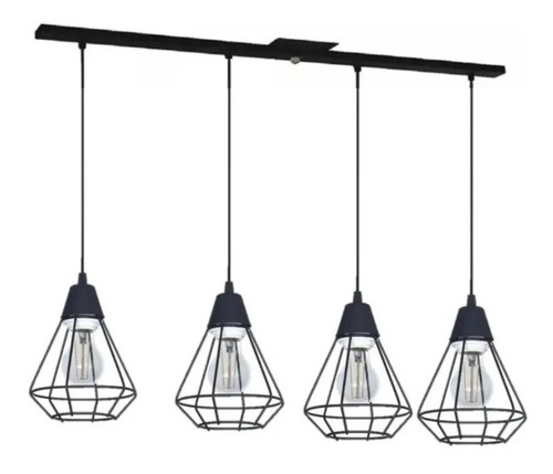 Imagen 7 de 9 de Lampara Colgante 3 Luces Mini Jaula Diamante E27 Apto Led