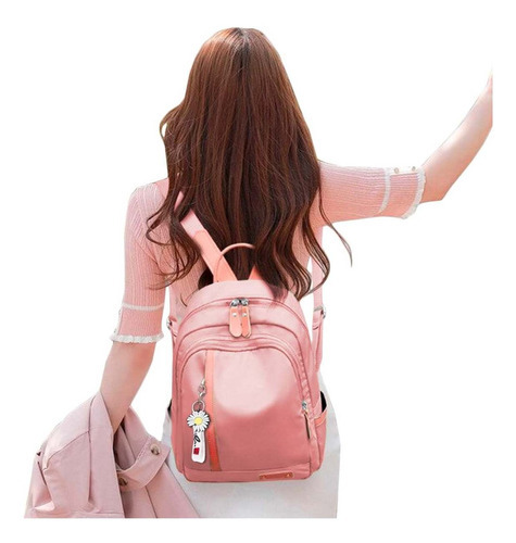 Mochila Feminina Escolar Resistente Luxo Costura Reforçada Cor Rosa-claro Desenho do tecido Liso