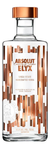 Vodka destilada Absolut elyx garrafa 750 ml