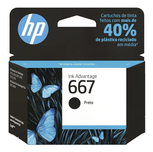 Imagem 2 de 2 de Cartucho Hp 667 Preto Original Hp 3ym79ab - 2376 2776 6476