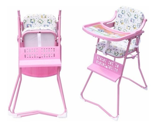 Imagen 2 de 7 de Silla Comedor Bebe Niño Niña Nueva Plegable Rosa Azul Rojo