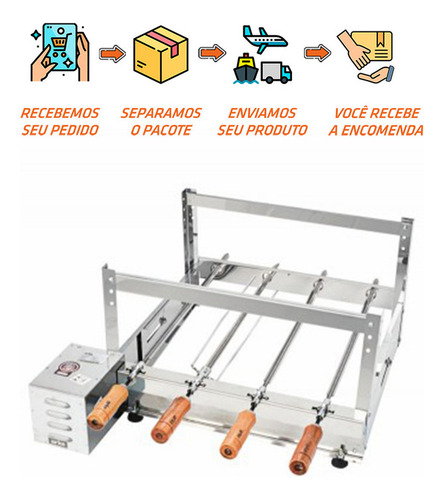 Churrasqueira Rotativa 4 Espetos Simples Inox 430 127v/220v