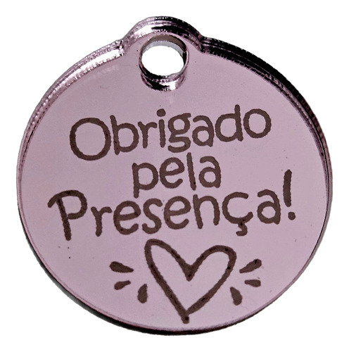 10 Tags - Obrigado Pela Presença - 2cm Dourado/ Rose
