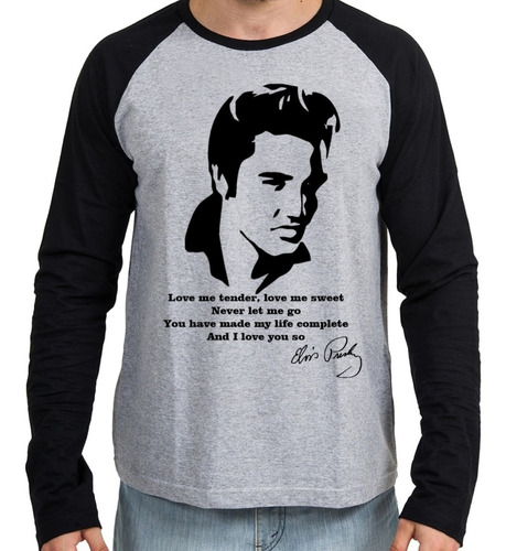 Camiseta Manga Cumprida Elvis Presley Rei Rock Musica Americ