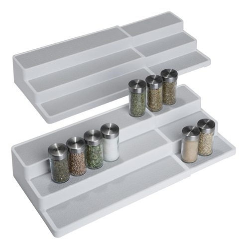 Estante De Plástico Expandible Para Especias De 3 Niveles, J