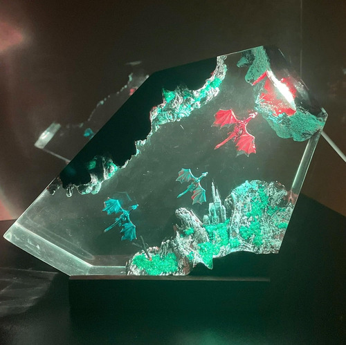 Lámpara De Resina Galaxia Iluminación Espacial Única Dragon