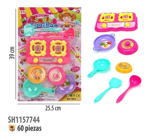 Juego De Cocina Set Juguete Para Niña Mayoreo Full Color Rosa