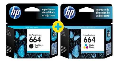 Combo De Los Cartuchos Hp 664 Negro+color (f6v29al,f6v28al).