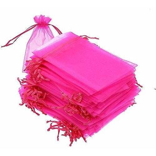 Juego 100 Bolsa Organza Para Pestaña Cordon Transparente