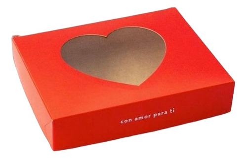 Caja San Valentin Visor Corazón Roja 20x16x4 X10 Unidades