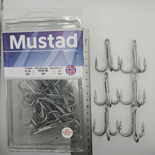 Anzuelo Triple Reforzado 5x Nro 5/0 Mustad Noruego 250lb