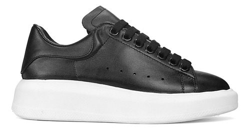 Tenis Mujer Negro Todo Piel Suave Alexander Plataforma Moda