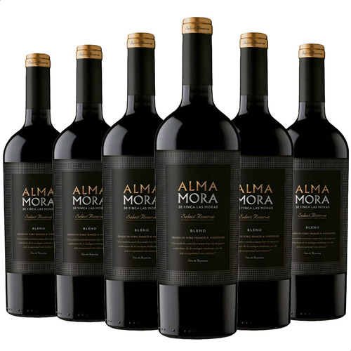 Vino Blend Alma Mora bodega Finca Las Moras 750 ml pack x 6 u